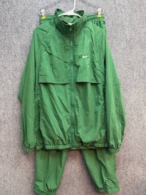 Nike Men's Green Windbreaker Track Suit Jacket Pants Set Size MT Medium Tall